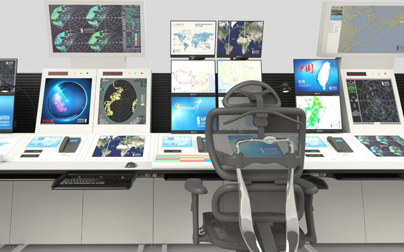 高鐵站監(jiān)控室控制臺桌面顯示設備安裝示意圖